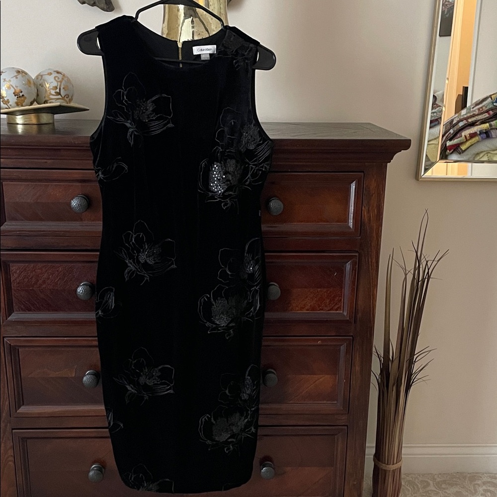 Calvin Klein Black Floral Midi Dress